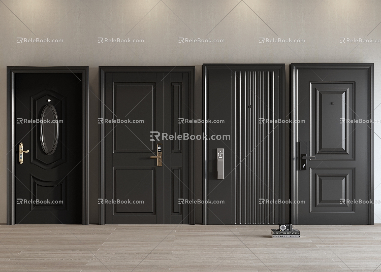 Entry door modern door security door single door password door lock 3d model