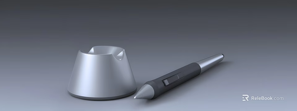 Modern Daily Life Essentials Silver Ashtray And Black Writing Pen 3d model 