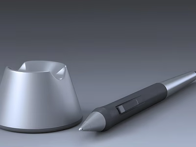 Modern Daily Life Essentials Silver Ashtray And Black Writing Pen 3d model