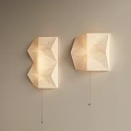 Geometric Wall Sconces with Marble Texture Mounted on Light Colored Wall and Soft Lighting Illumination 3d model