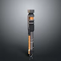Tactical Tubular Weapon With Vertical Cylindrical Design Black Orange Sections And Bottom Hook