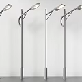 Modern Outdoor Street Lights With Gray Poles And Curved Arm Design