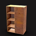 Wooden Wardrobe With Open Shelves And Drawers For Home Storage Design