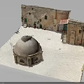 Ancient Stone Architecture With Dome Structure And Courtyard Design 3d model