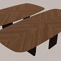 Modern Brown Chevron Wood Grain Dining Table With Sturdy Black Legs