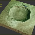 Giant Circular Meteor Crater Aerial View In Desert Landscape With Radial Structure