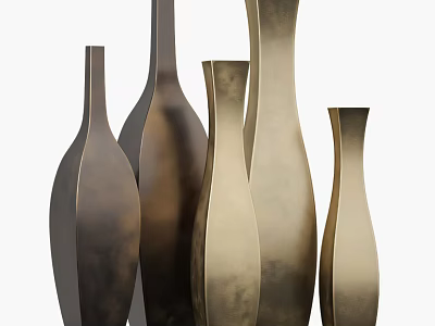 Ceramic Vessels With Unique Shapes And Metallic Finish For Home Decoration 3d model