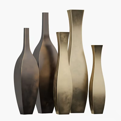 Ceramic Vessels With Unique Shapes And Metallic Finish For Home Decoration 3d model