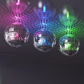 Decorative Mirrored Disco Ball Chandeliers With Colorful Light Beams Hanging