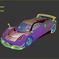 Pink Sports Car With Sleek Design Black Accents Large Rear Spoiler And Reflective Surface