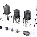 Industrial Equipment Including Storage Tanks Water Towers With Various Structural Designs