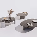 Modern Marble Top Coffee Tables With Different Base Designs And Decorative Items 3d model