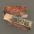 Two Vintage Rusty Worn Metal Storage Boxes With Letter Markings For Home