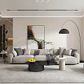 Modern Living And Dining Room Interior Design With Sofa Coffee Table TV Wall And Accent Chair