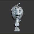 Giant Blue Game Movie Character With Crystal Rock Texture And Hollow Body