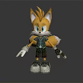 Game And Movie Character Yellow Orange Fox With Blue Eyes White Gloves And Tail