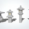 Japanese Style Stone Outdoor Lanterns With Various Traditional Designs For Garden Illumination And Warm Light
