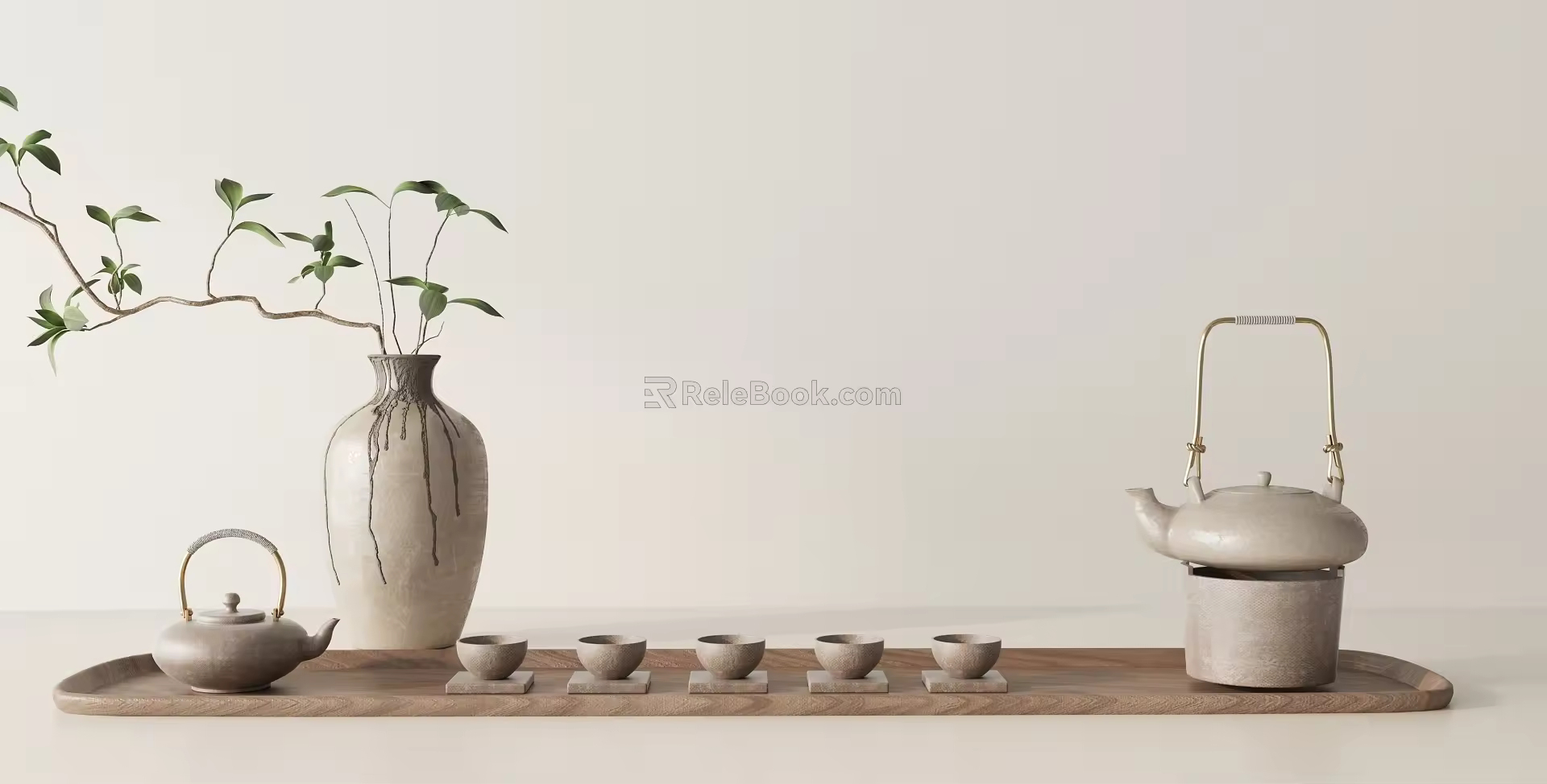 Modern tea set ornaments combination 3d model