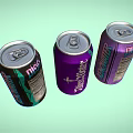 Vibrant Purple And Black Beverage Cans With Blue Water Miss Labels