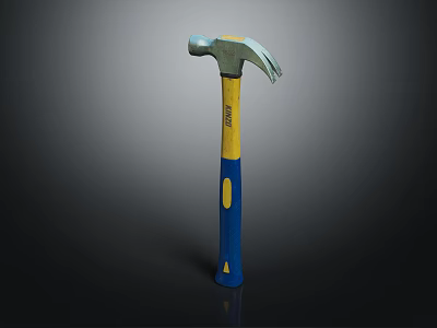 High Quality Hardware Hammer with Blue Yellow Handle and Steel Head for Home Use 3d model