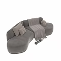 Modern Curved Sectional Sofa Design With Soft Throw Pillows And Cozy Blanket 3d model