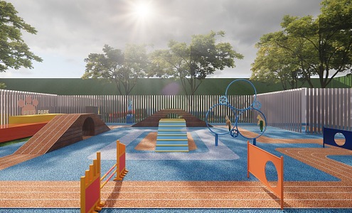 Modern Children's Play Area Community Landscape Pet Paradise 3d model