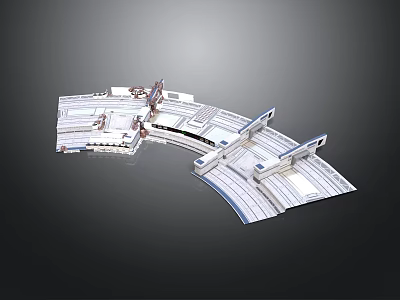 Futuristic Architectural Design Featuring Curved Structure Modular Platforms And Geometric Lines 3d model