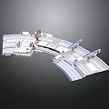 Futuristic Architectural Design Featuring Curved Structure Modular Platforms And Geometric Lines