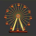 Colorful Red Yellow Ferris Wheel Miniature Model With Reflective Base On Grey Background 3d model