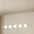 Modern Linear Pendant Light With Multiple Round Bulbs And Gold Frame Hanging From Ceiling 3d model