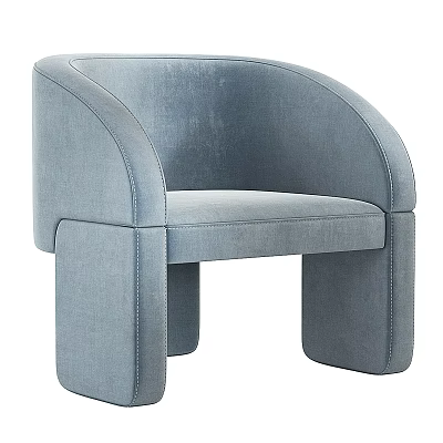 Light Blue Velvet Accent Chair with Rounded Arms and Square Legs Modern Design 3d model