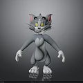 3D Animated Cartoon Character Standing With Gray Body White Belly Pink Ears And Yellow Eyes
