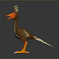 3D Modeled Cartoon Bird With Orange Beak Feet Brown Feathers And Yellow Crest