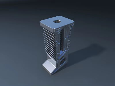 Computer Metal Heat Sink Component With Cooling Structure And Top Circular Hole Design 3d model