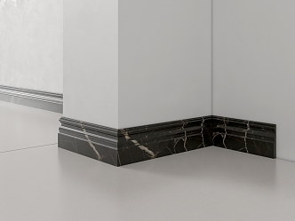 Modern lines marble skirting black stone skirting 3d model