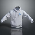 White Hoodie With Blue LA Logo And Front Pocket Casual Design