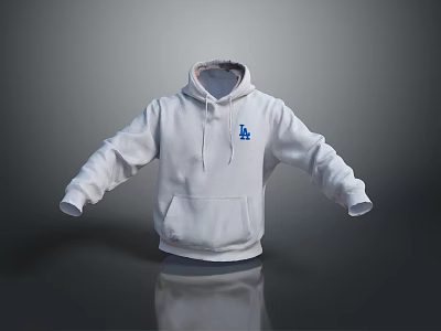 White Hoodie With Blue LA Logo And Front Pocket Casual Design 3d model White Hoodie With Blue LA Logo And Front Pocket Casual Design 3d model