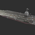 Aircraft Carrier Warship With Extended Flight Deck And Command Tower Structure