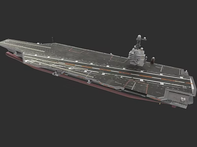 Aircraft Carrier Warship With Extended Flight Deck And Command Tower Structure 3d model