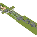 Serene Garden Landscape With Lush Trees Pathway And Seating Areas For Families