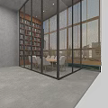 Modern Industrial Style Reception Area With Comfortable Dining Seats And Full Height Glass Partitions