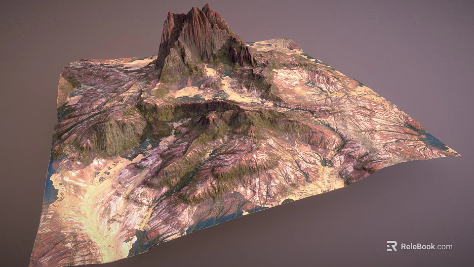 Garden Landscape Model With Rolling Mountains Valleys And Natural Surface Textures 3d model 
