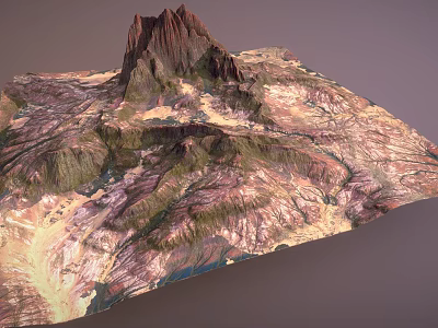 Garden Landscape Model With Rolling Mountains Valleys And Natural Surface Textures 3d model
