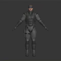 3D Model Of Male Tactical Character In Gray Uniform With Brown Cap And Black Gloves