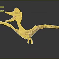 Pterosaur With Red Crest Open Beak And Outstretched Wings On Gray Background 3d model
