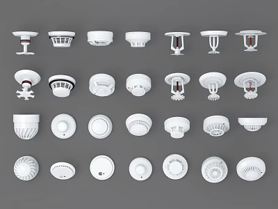 Different Types of Fire Equipment Including Smoke Detectors And Alarm Devices 3d model