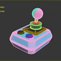 Colorful Game Joystick With Pink Ball Top Blue Base And Purple Buttons