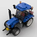 Blue Building Blocks Tractor Model With Orange Lights And Black Wheels