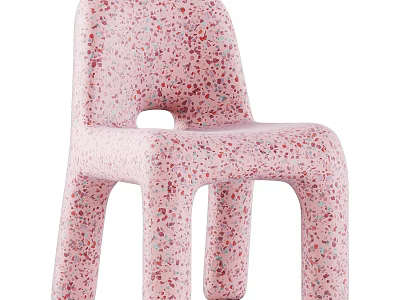 Pink Children's Chair With Colorful Speckles And Rounded Plastic Design For Kids 3d model