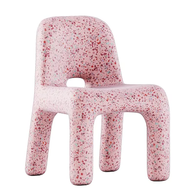 Pink Children's Chair With Colorful Speckles And Rounded Plastic Design For Kids 3d model